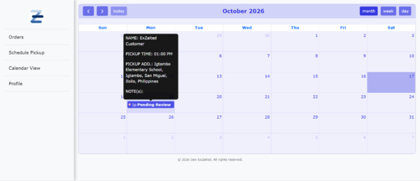 customer-calendar PickUppointment Hub