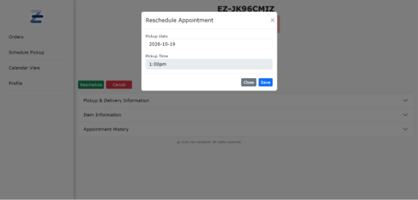 customer-reschedule PickUppointment Hub